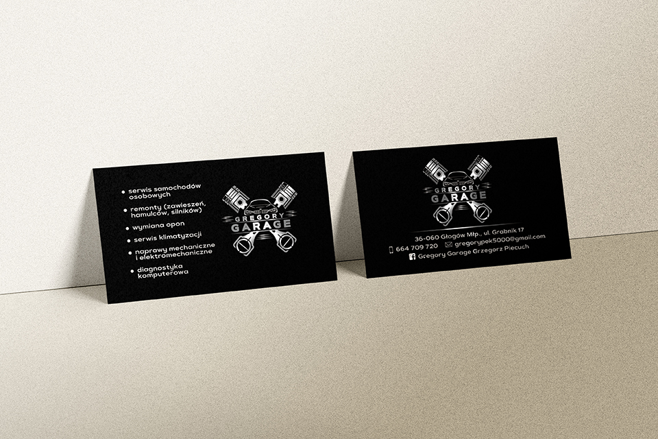 Gregory Garage wizytówka